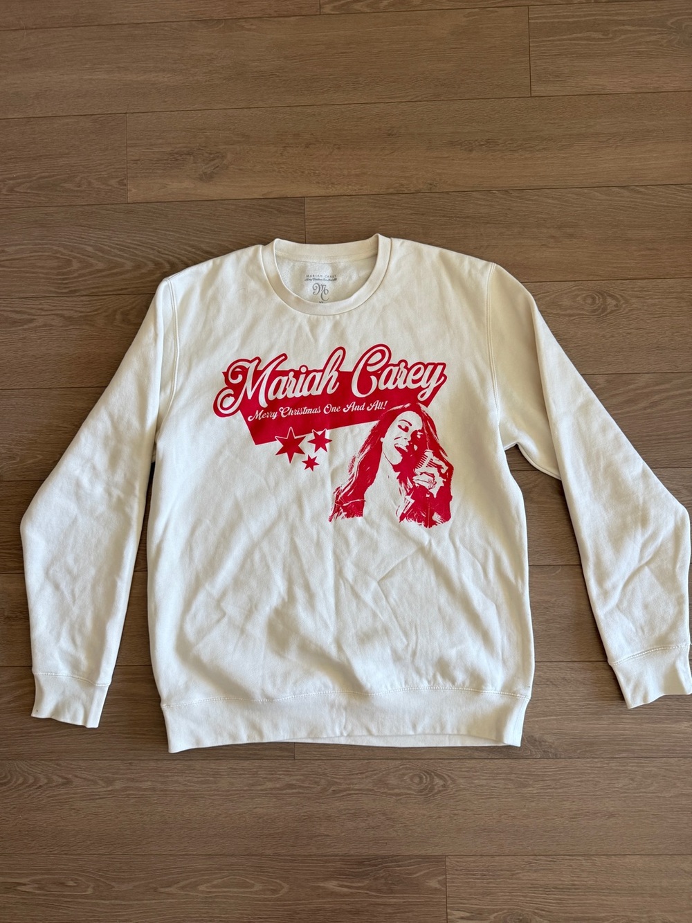 Mariah Carey Official Merch Christmas White Crewneck Graphic Sweater - XL